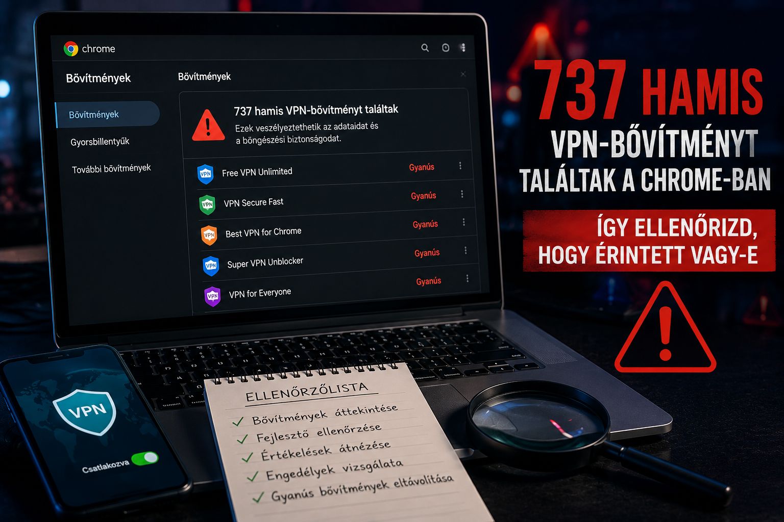 737 hamis VPN-bővítményt találtak a Chrome-ban – így ellenőrizd, hogy érintett vagy-e