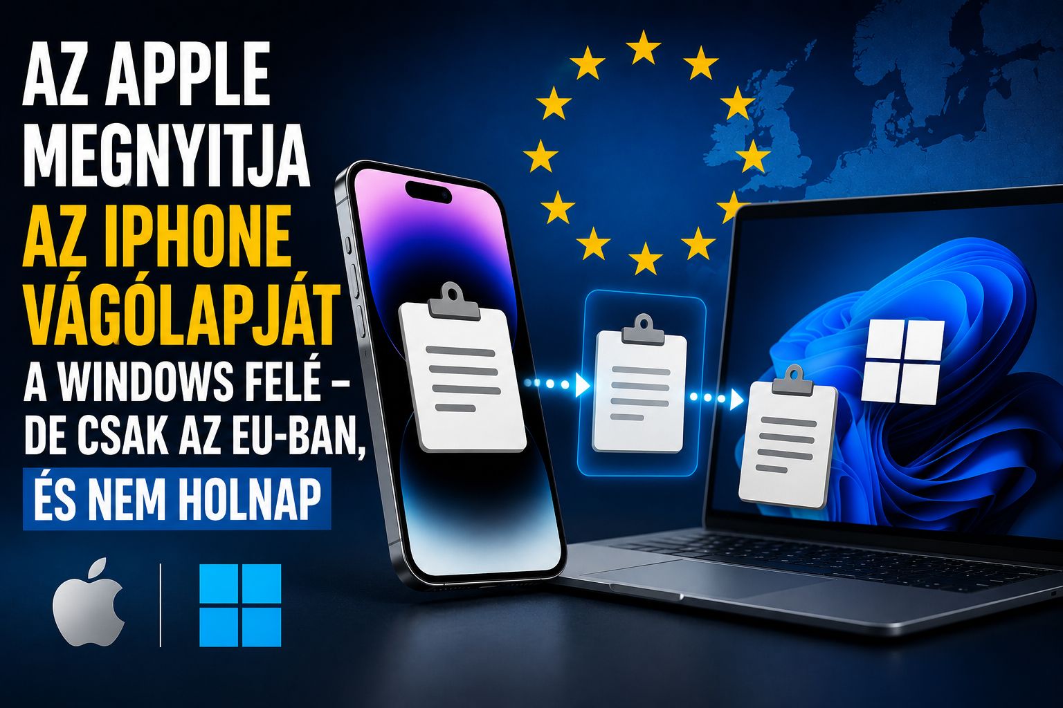 Az Apple megnyitja az iPhone vágólapját a Windows felé – de csak az EU-ban, és nem holnap