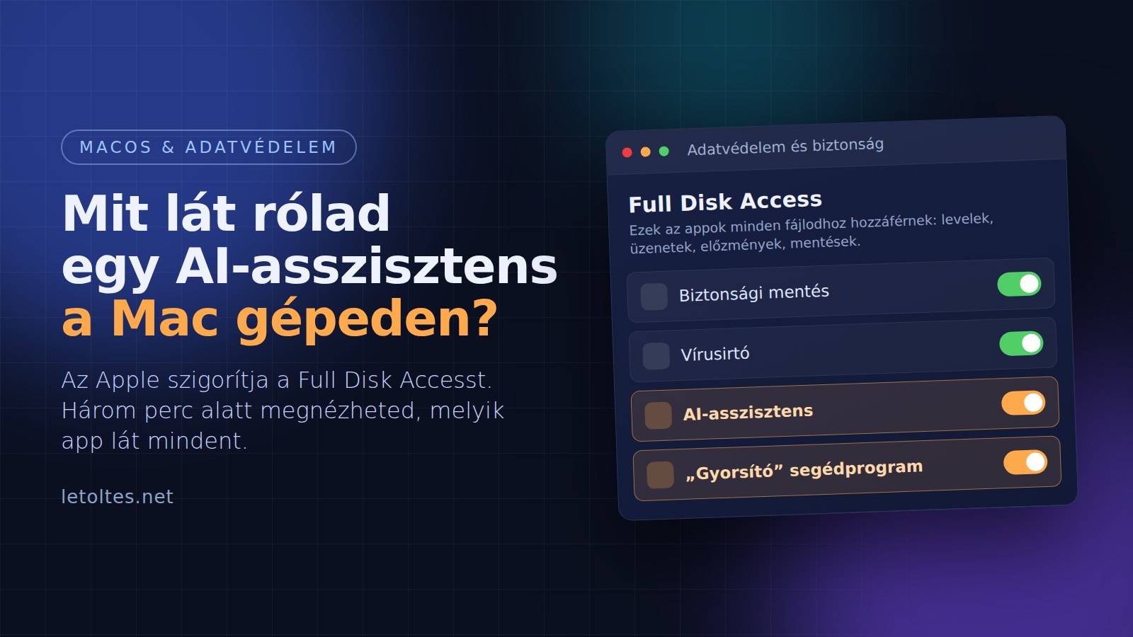 Full Disk Access: ezt látja rólad egy AI-asszisztens a Mac gépeden – és az Apple most szigorít