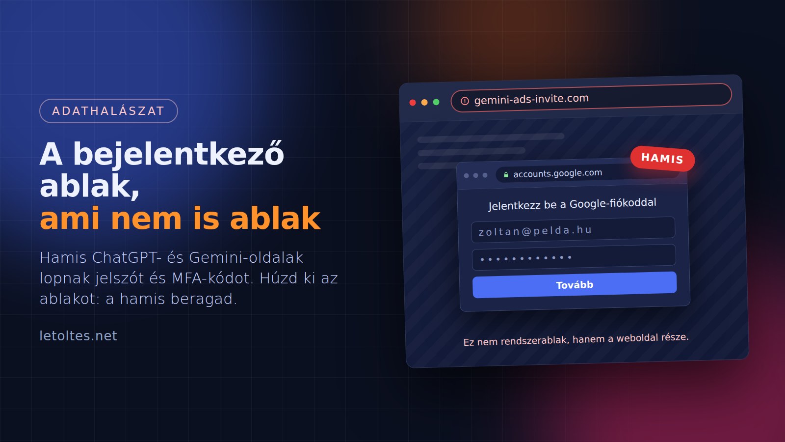 Hamis ChatGPT- és Gemini-oldalak: a bejelentkező ablak, ami nem is ablak