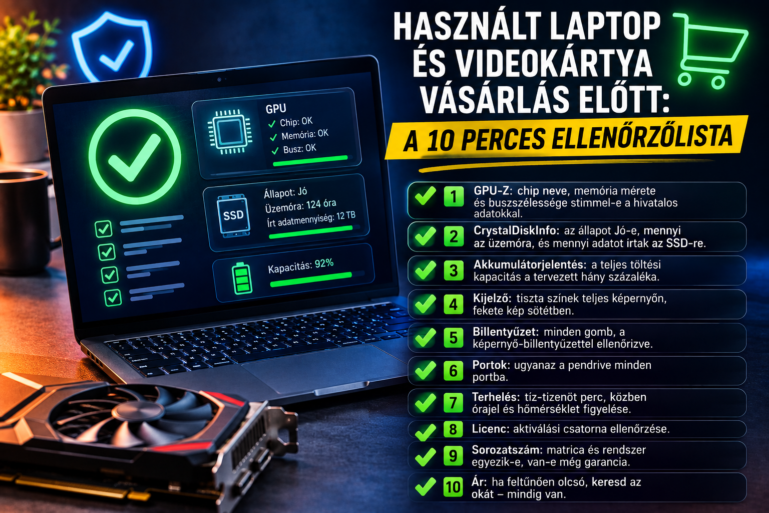 Használt laptop és videokártya vásárlás előtt: a 10 perces ellenőrzőlista