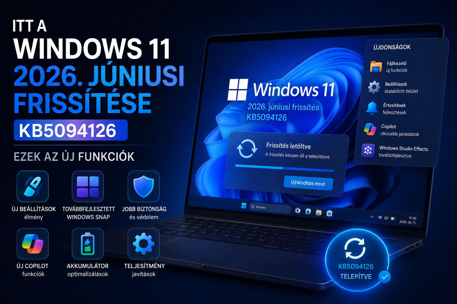 Itt a Windows 11 2026. júniusi frissítése (KB5094126) — ezek az új funkciók