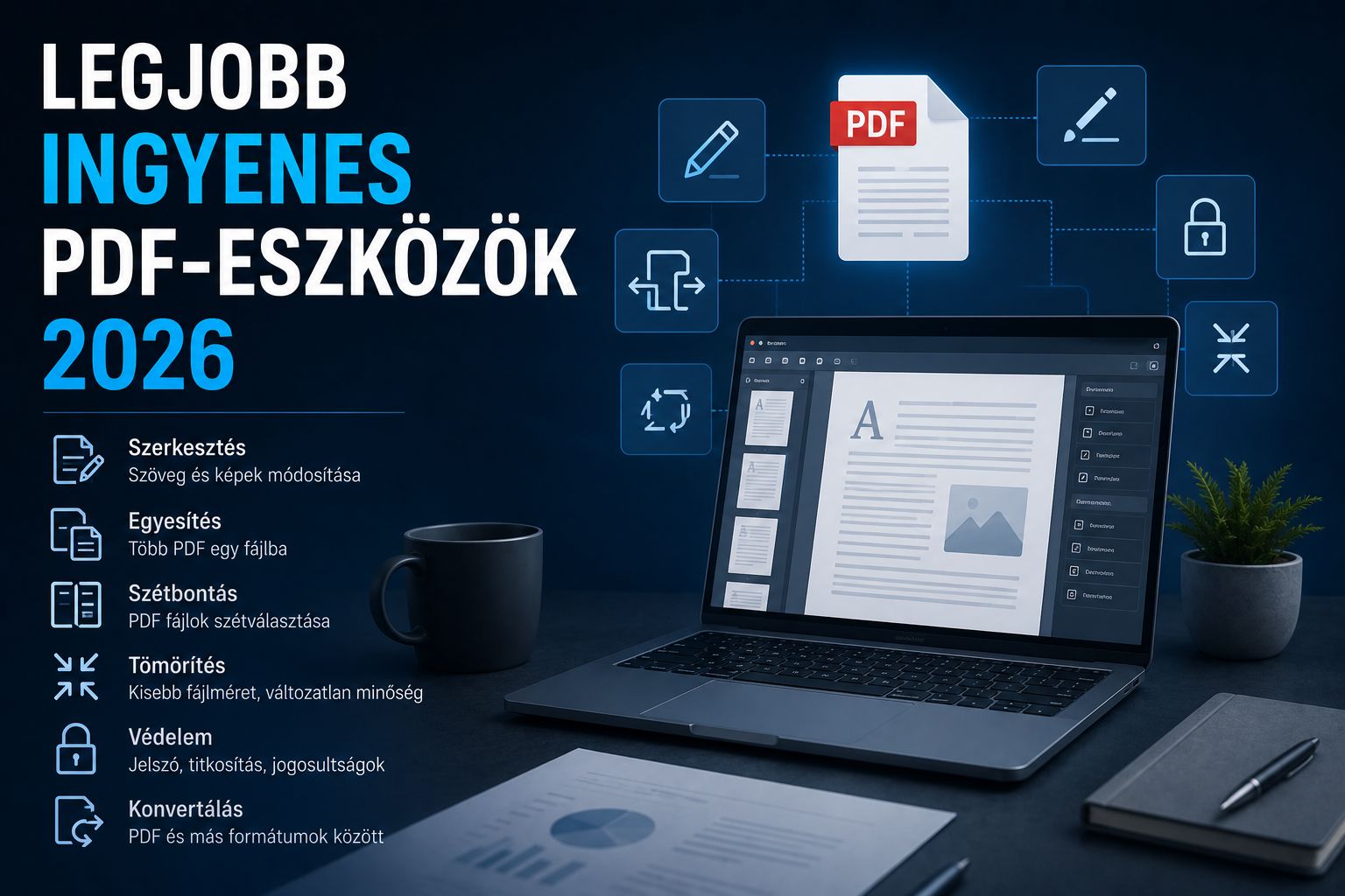 Legjobb ingyenes PDF-eszközök 2026 – olvasás, szerkesztés, összefűzés és konvertálás magyarul