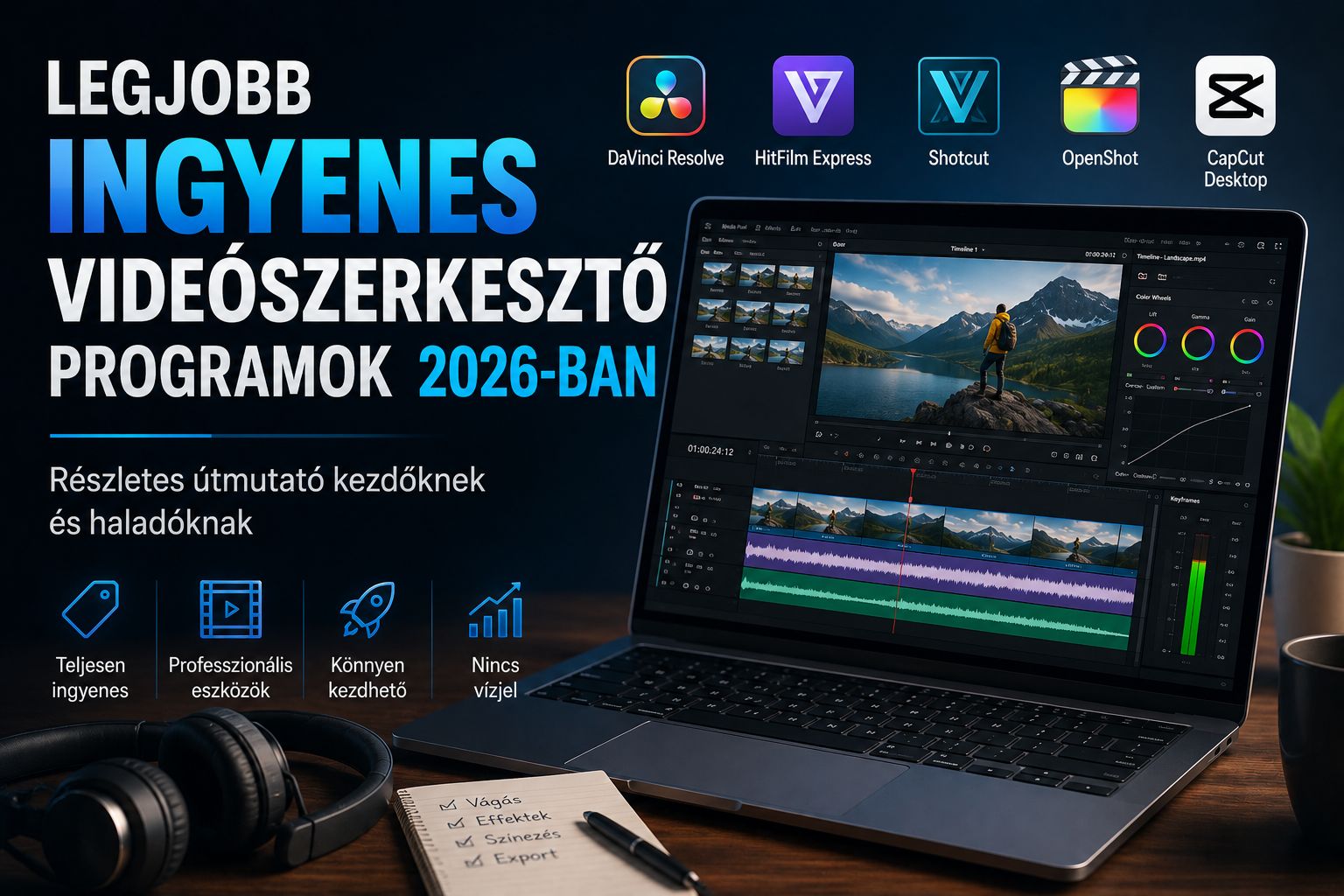 Legjobb ingyenes videószerkesztő programok 2026-ban — Részletes útmutató kezdőknek és haladóknak
