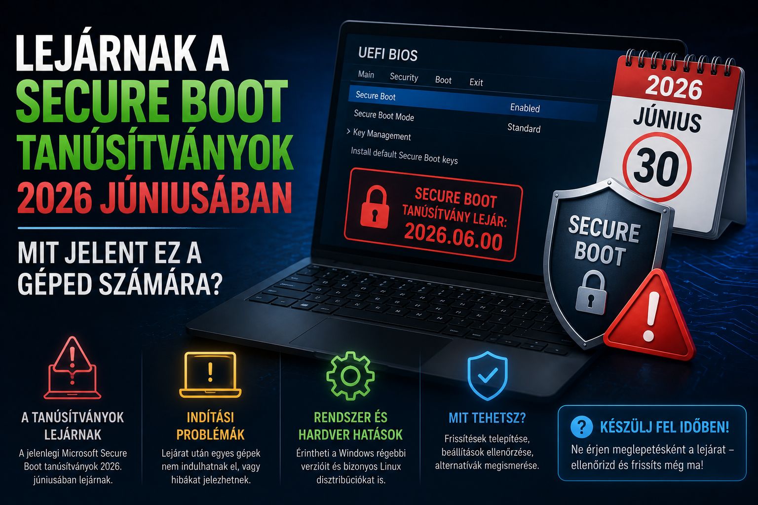 Lejárnak a Secure Boot tanúsítványok 2026 júniusában – mit jelent ez a géped számára?