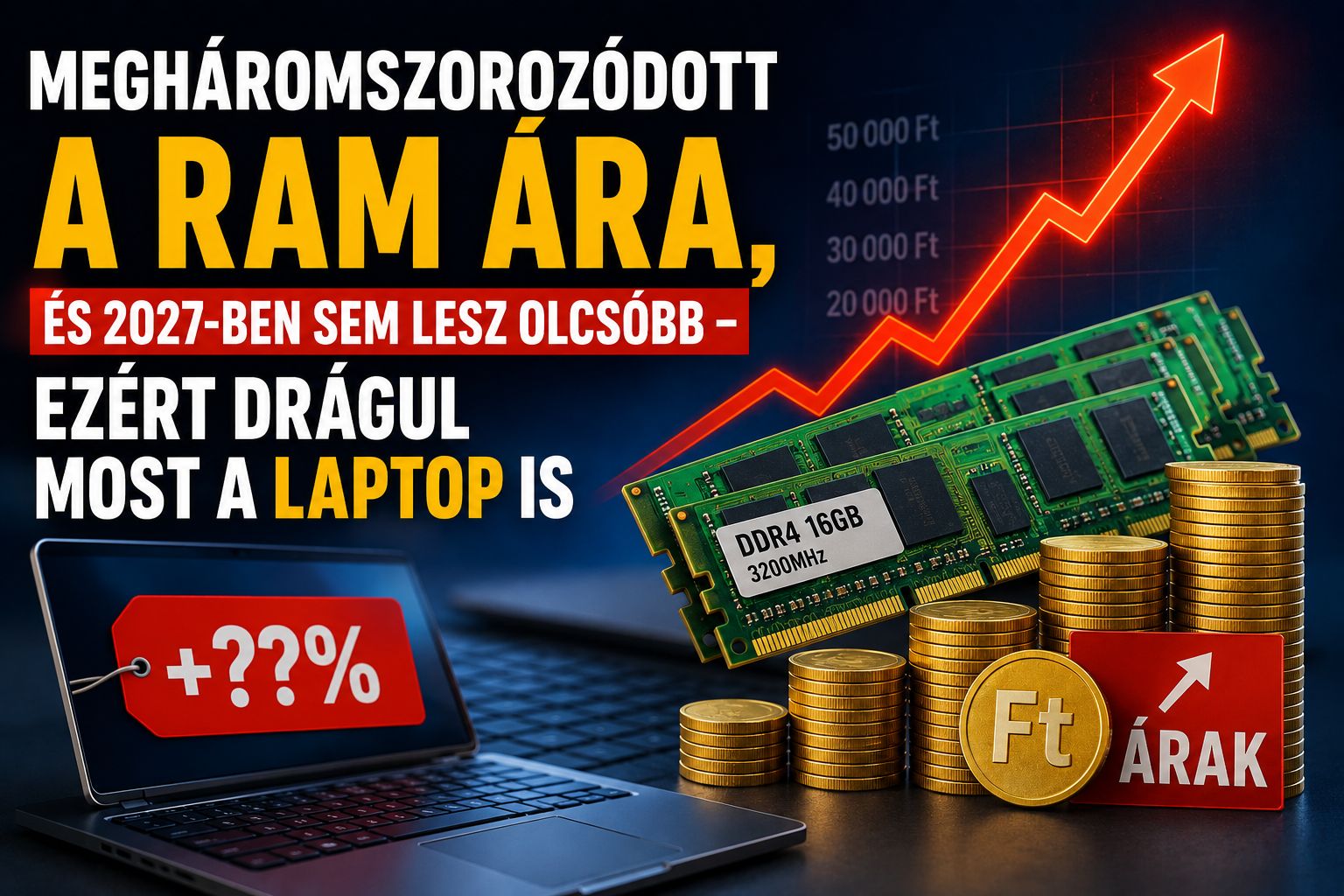 Megháromszorozódott a RAM ára, és 2027-ben sem lesz olcsóbb – ezért drágul most a laptop is