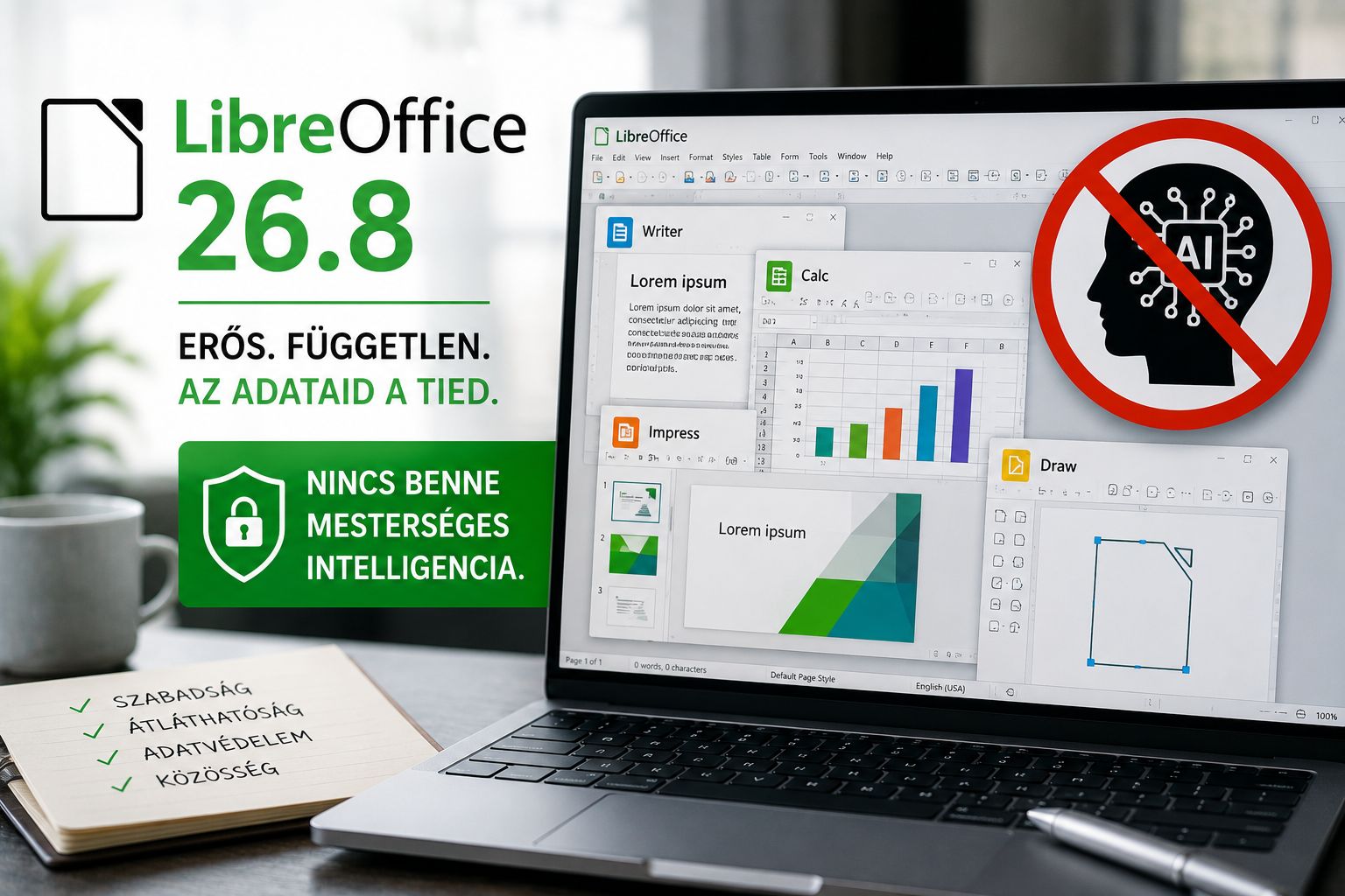 Megjelent a LibreOffice 26.8 – és büszkén nincs benne mesterséges intelligencia