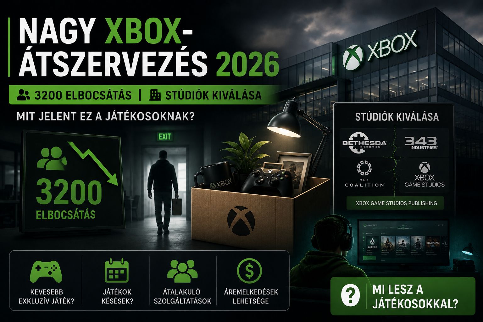 Nagy Xbox-átszervezés 2026: 3200 elbocsátás, stúdiók kiválása – mit jelent ez a játékosoknak?