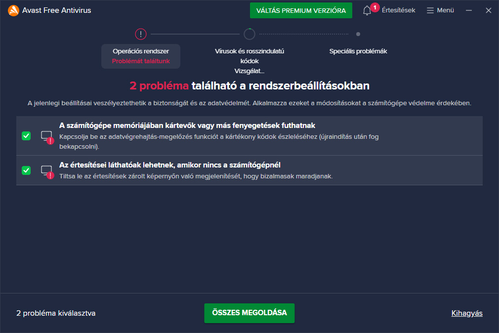 Avast probléma