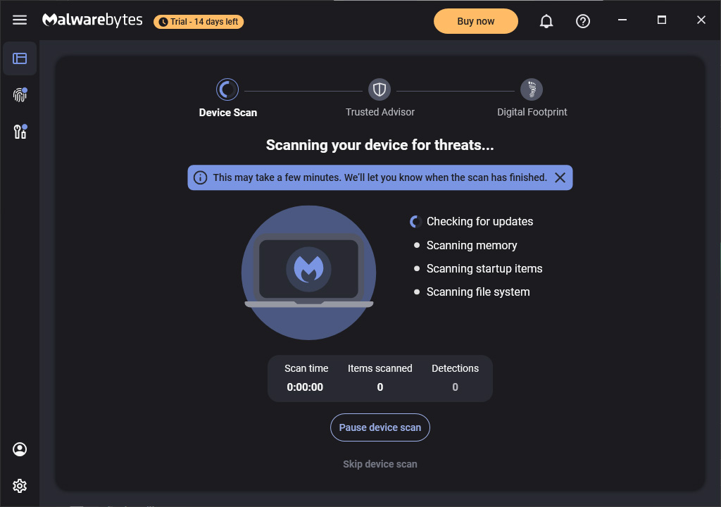 Malwarebytes szkennelés