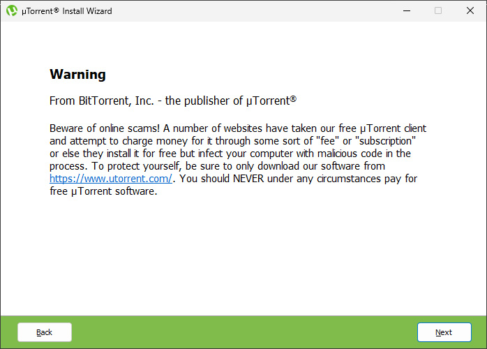 uTorrent figyelmeztetés
