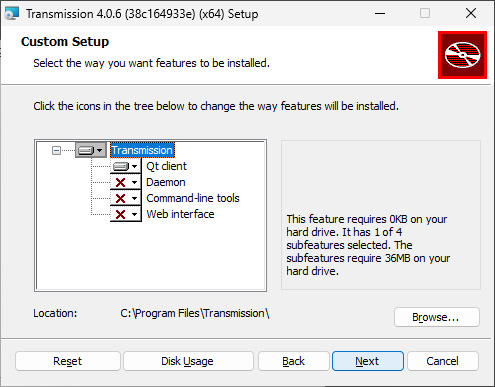 Transmission komponens választás