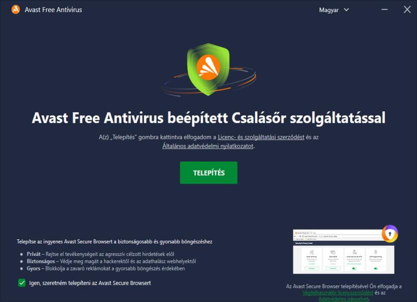 Avast installálás megkezdése