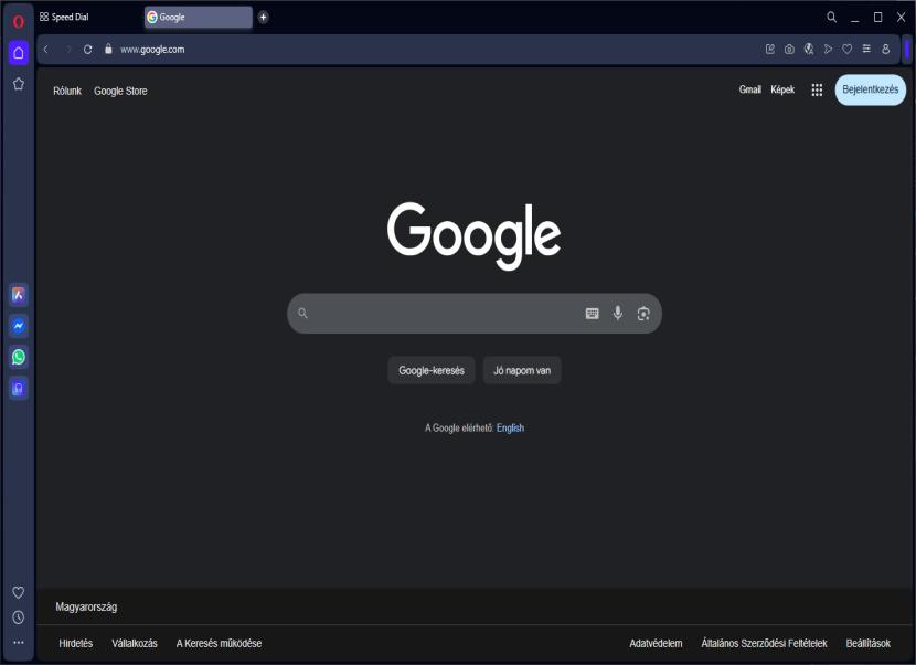 Opera google oldallal