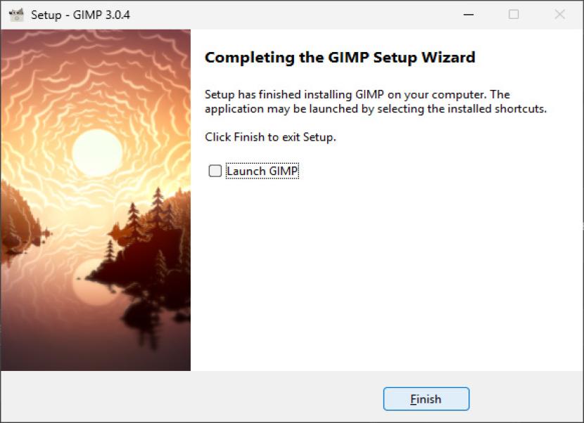 Gimp befejezett telepítés