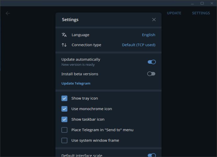 Telegram beállítások