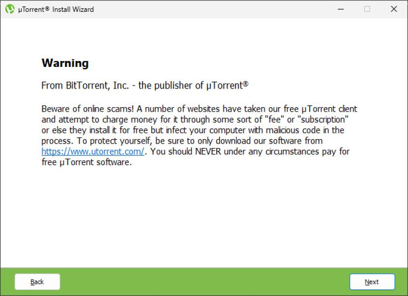 uTorrent figyelmeztetés