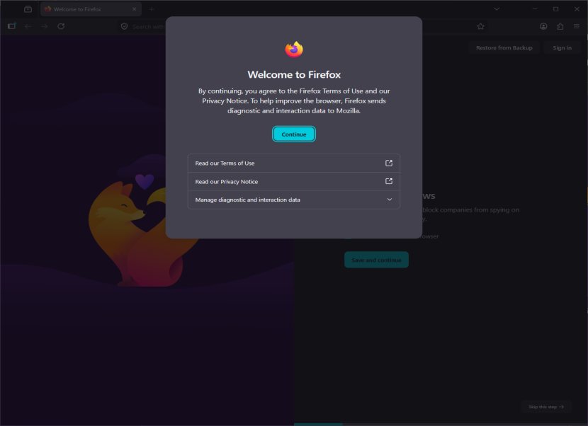 Firefox első indítás