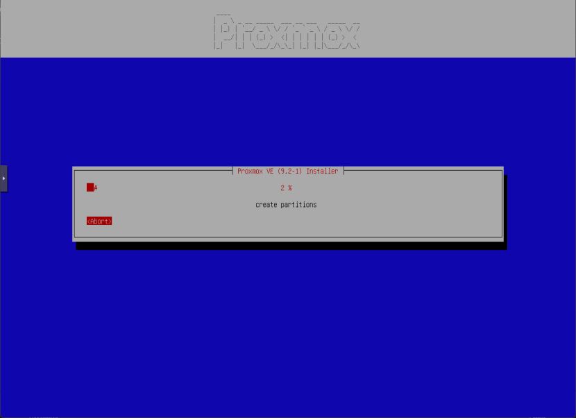 Proxmox telepítő