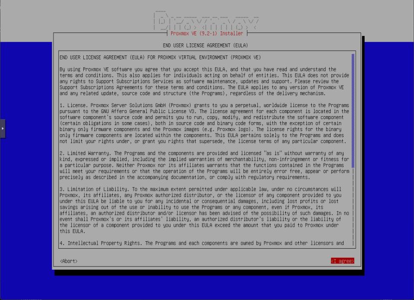 Proxmox telepítő