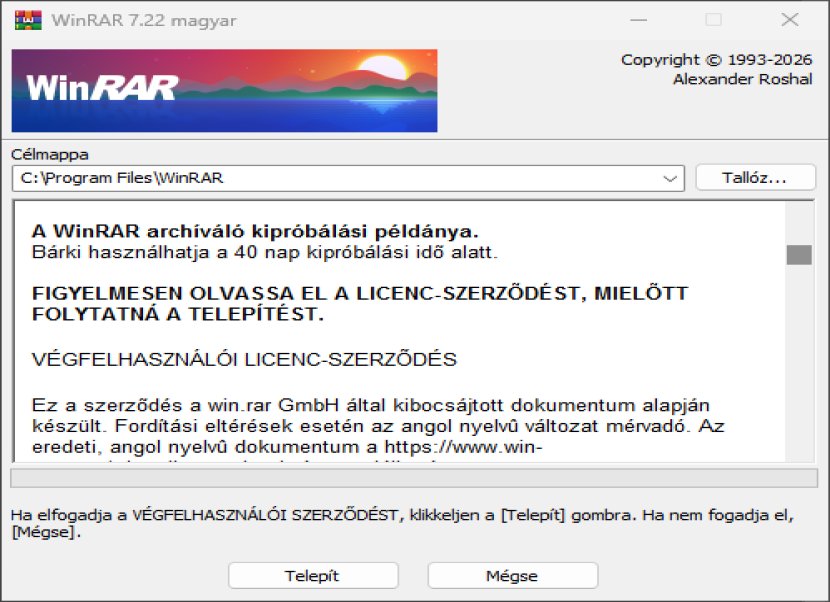 Winrar telepítés
