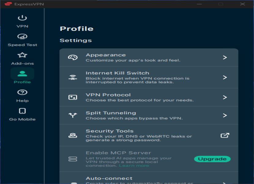 ExpressVPN profil
