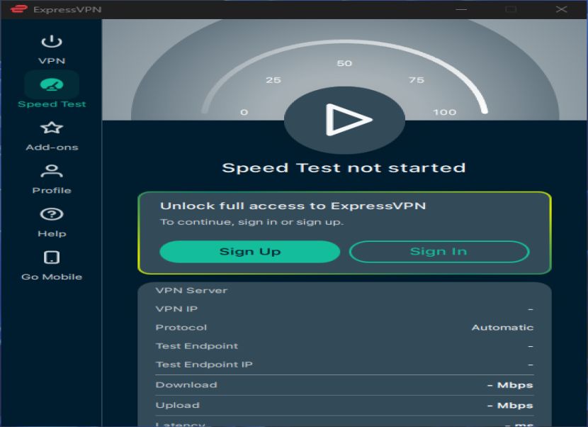 ExpressVPN speed teszt