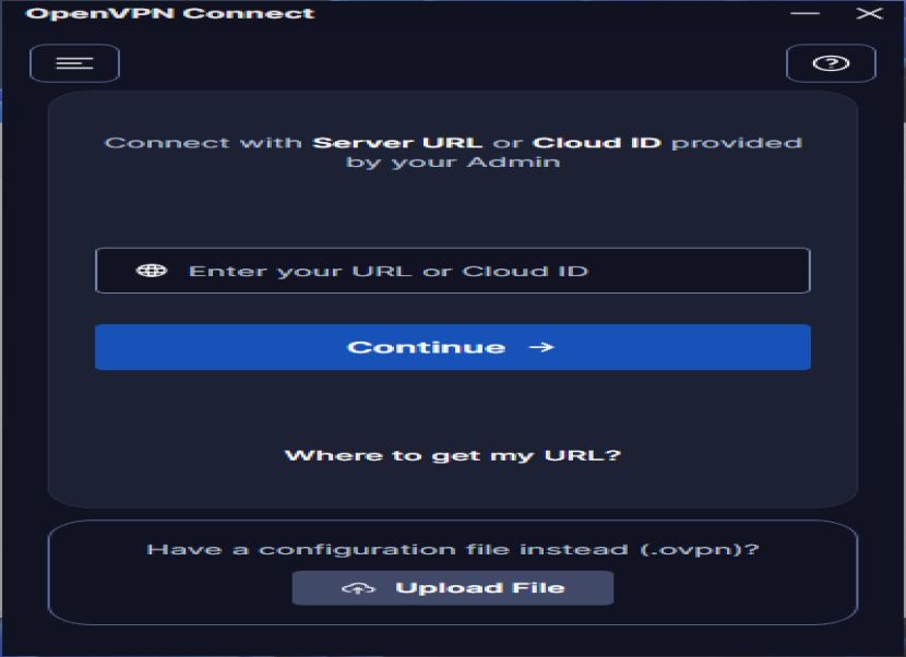 OpenVPN nyitóképernyő