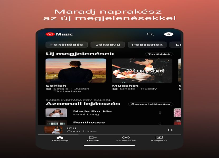 Youtube Music választó