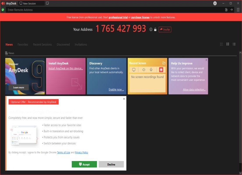 Anydesk start