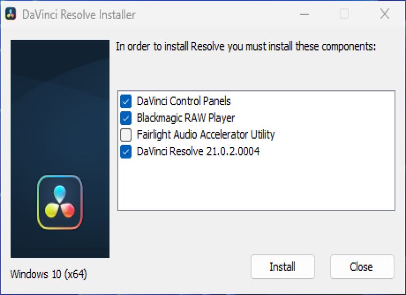 DaVinci Resolve telepítés