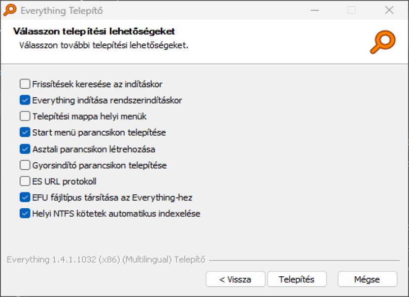 Everything beállítások