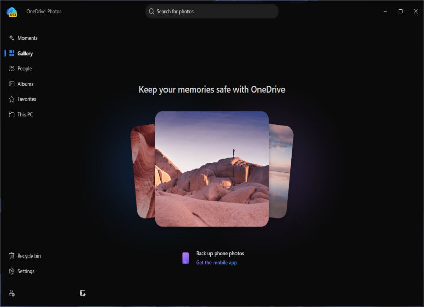 OneDrive nyitóképernyő