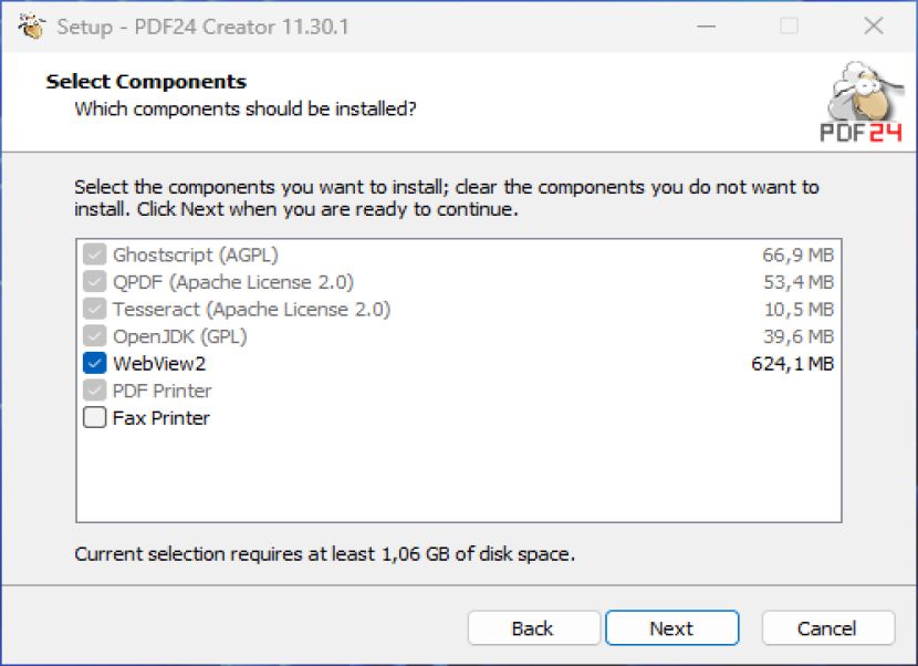 PDF24 Creator telepítés 2