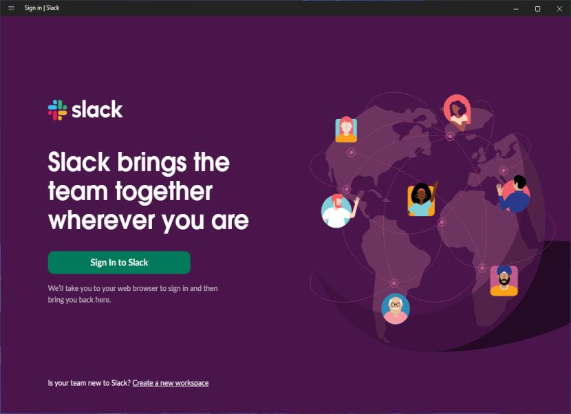 Slack nyitóképernyő