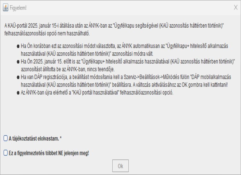 ÁNYK figyelmeztetés
