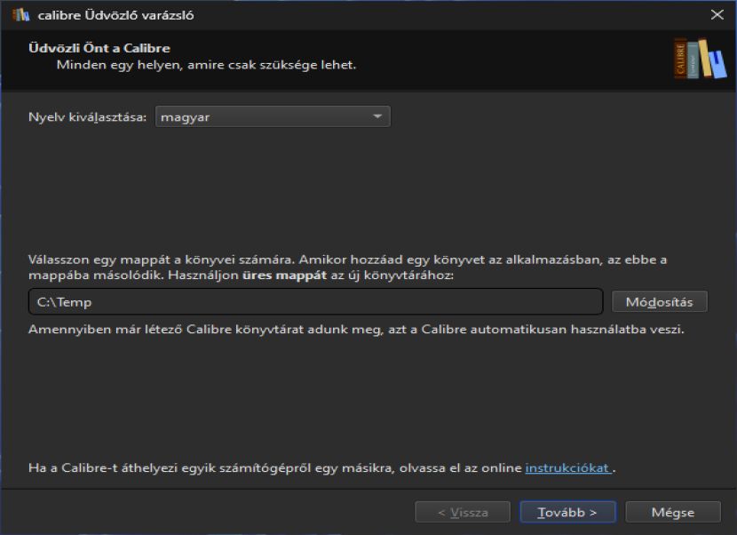Calibre könyvtár