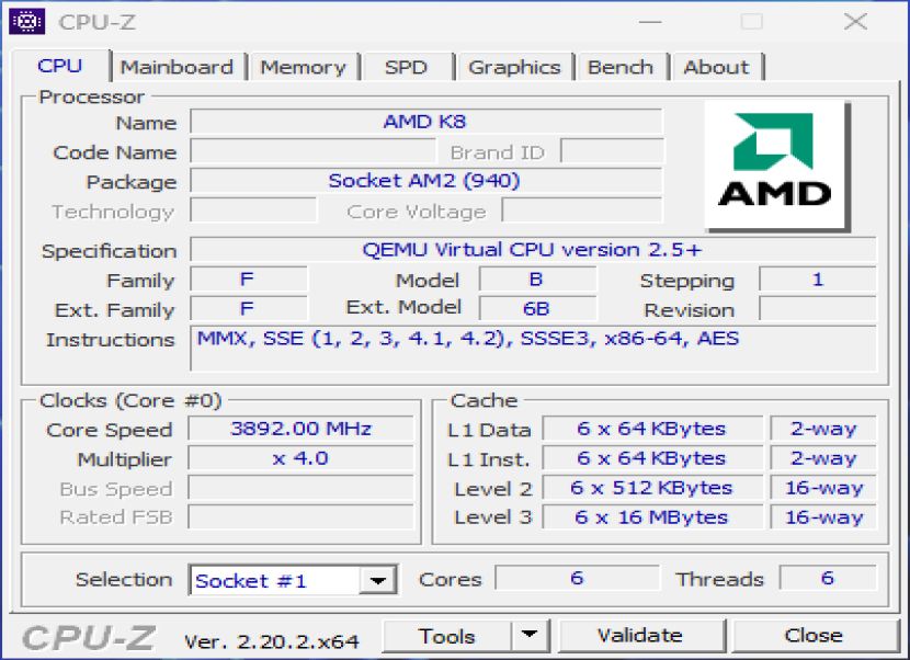 CPU-Z nyitóképernyő