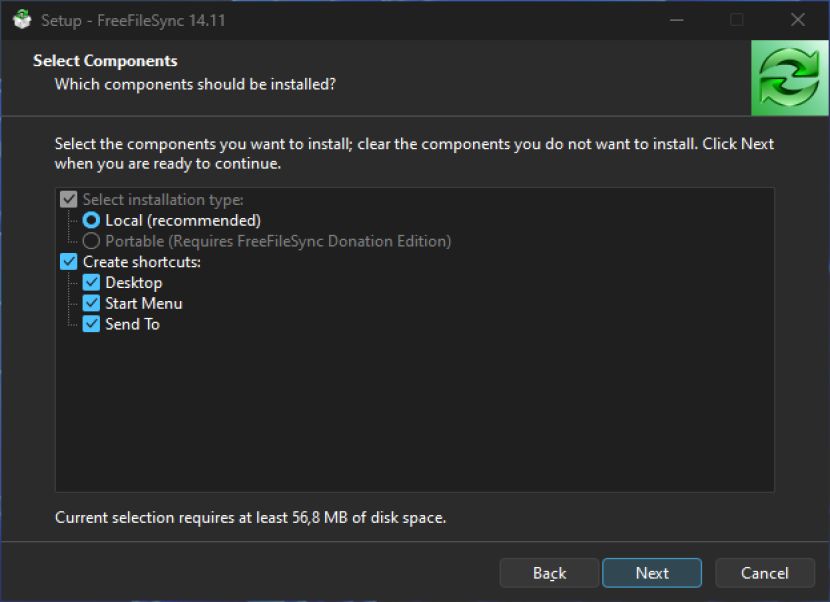 FreeFileSync komponensek