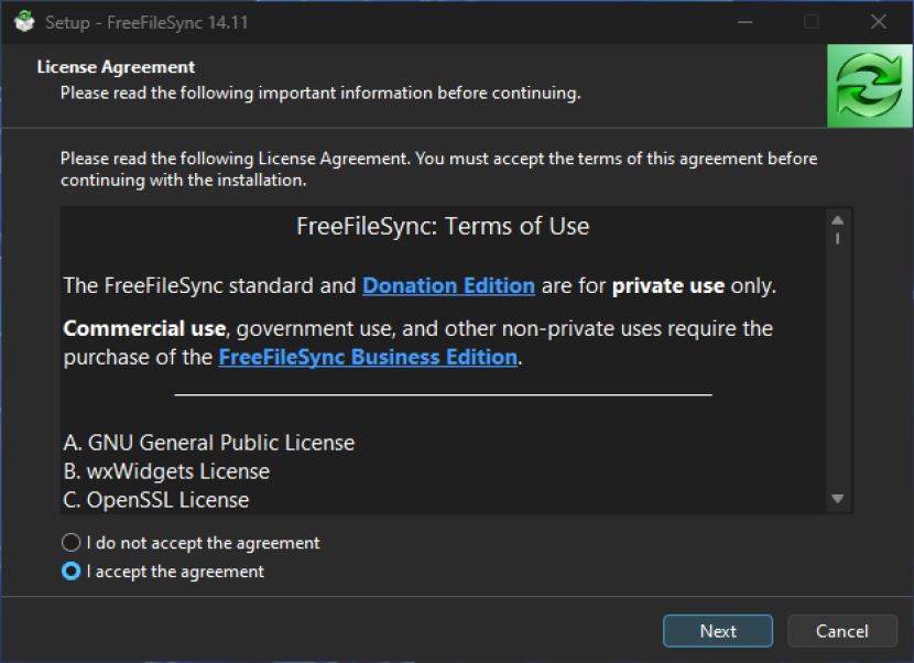 FreeFileSync telepítés