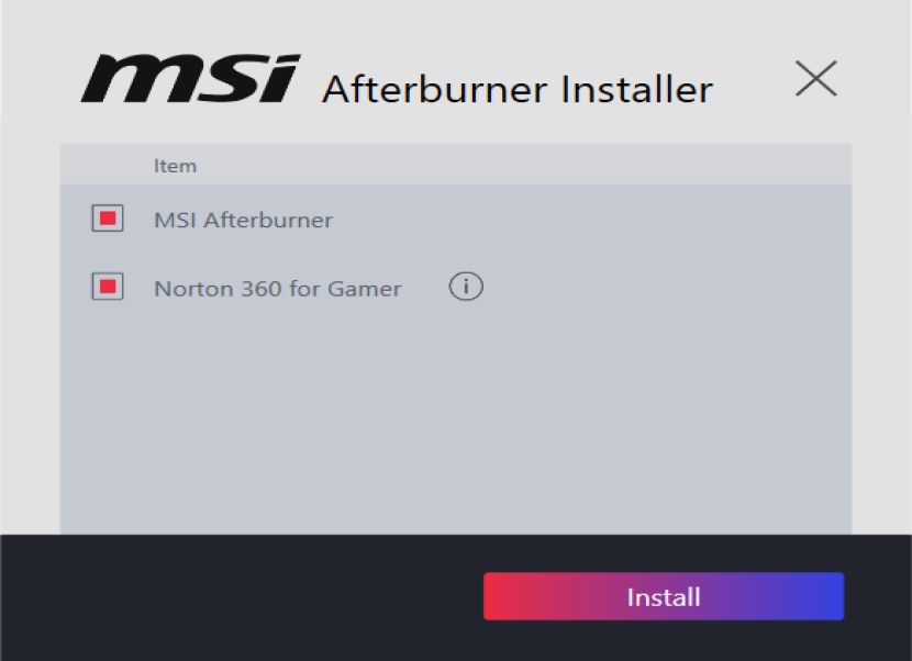 MSI Afterburner választó