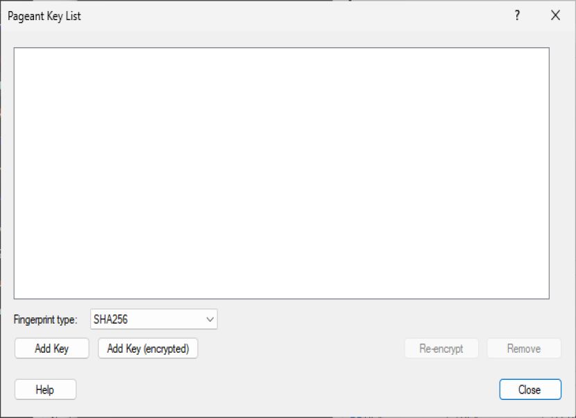 PuTTY keylist