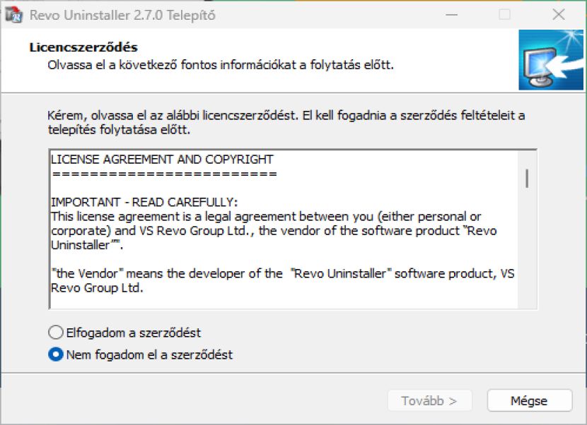 Revo Uninstaller telepítés