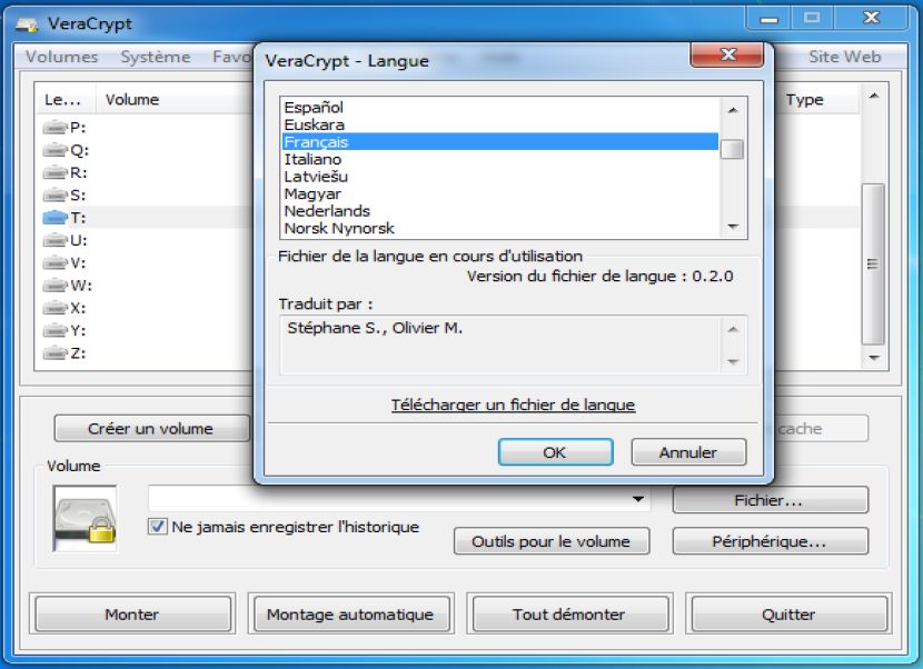 VeraCrypt nyelv beállítása