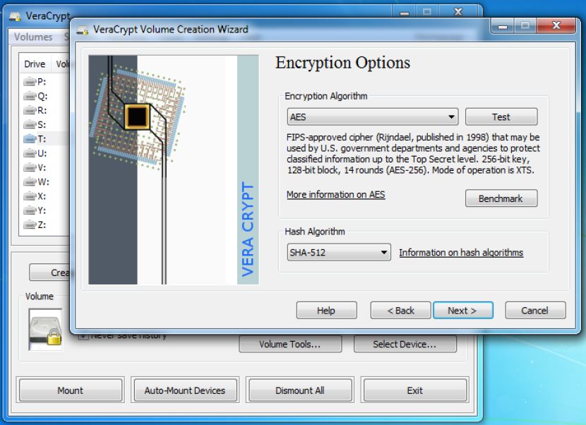 VeraCrypt encryption beállítás