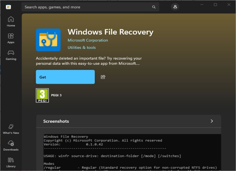 Windows File Recovery