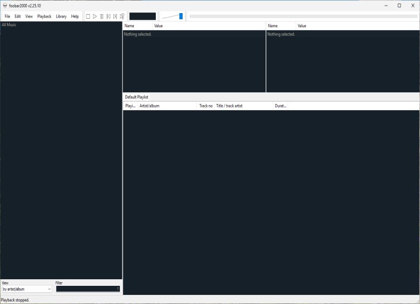 foobar2000 nyitóképernyő