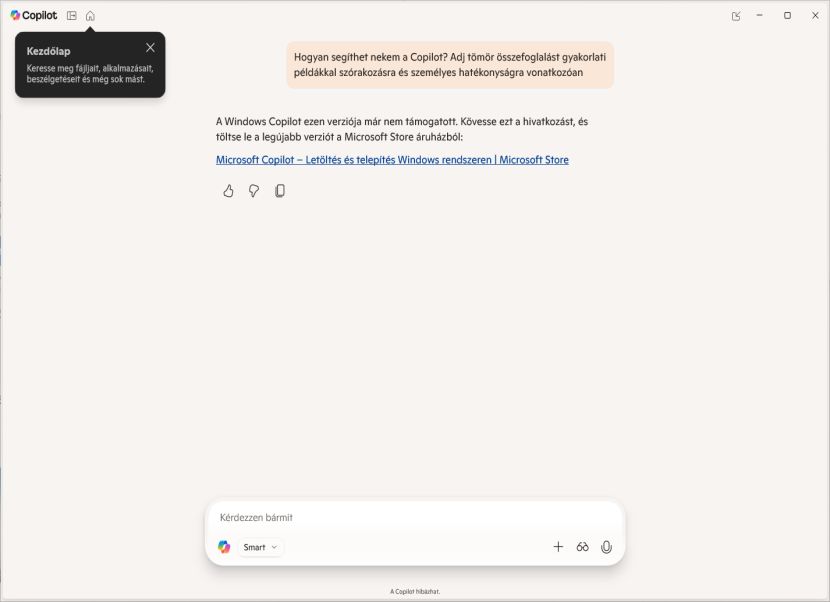 Microsoft Copilot képernyő
