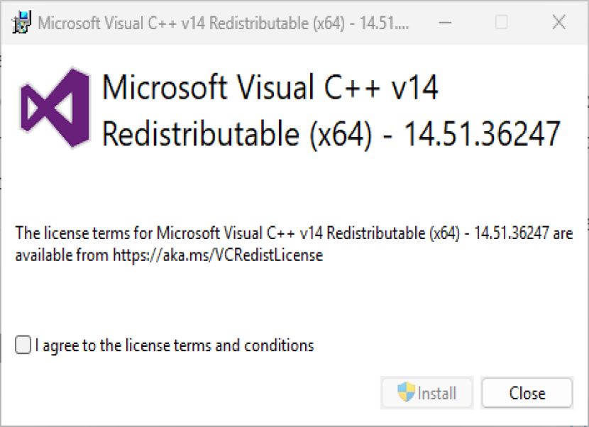 Visual C++ Redistributable telepítés