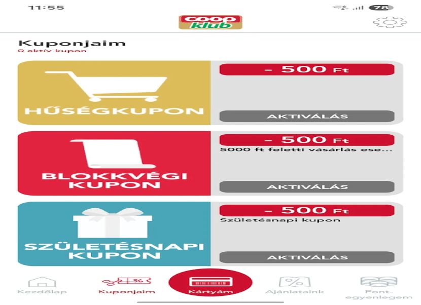 Coop Klub applikáció 3